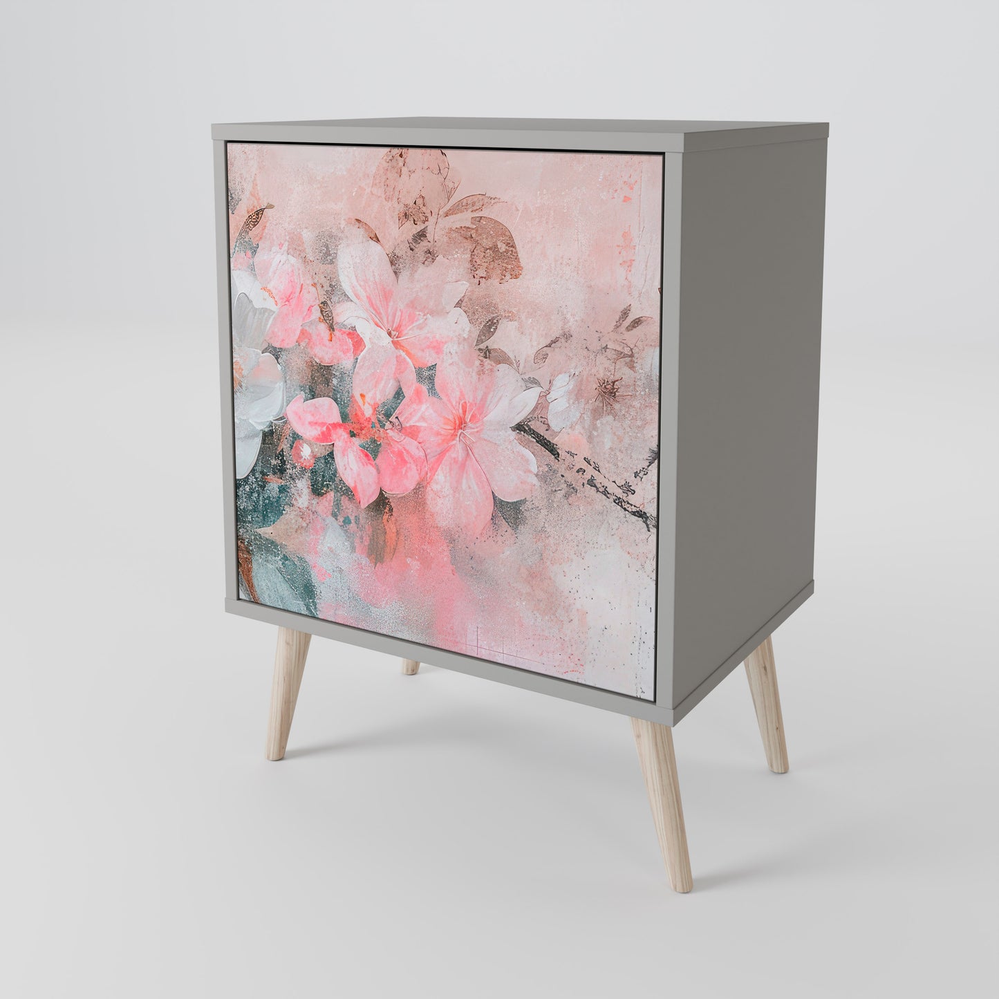 CHERRY BLOSSOM 1-Door Sideboard in Grey Finish