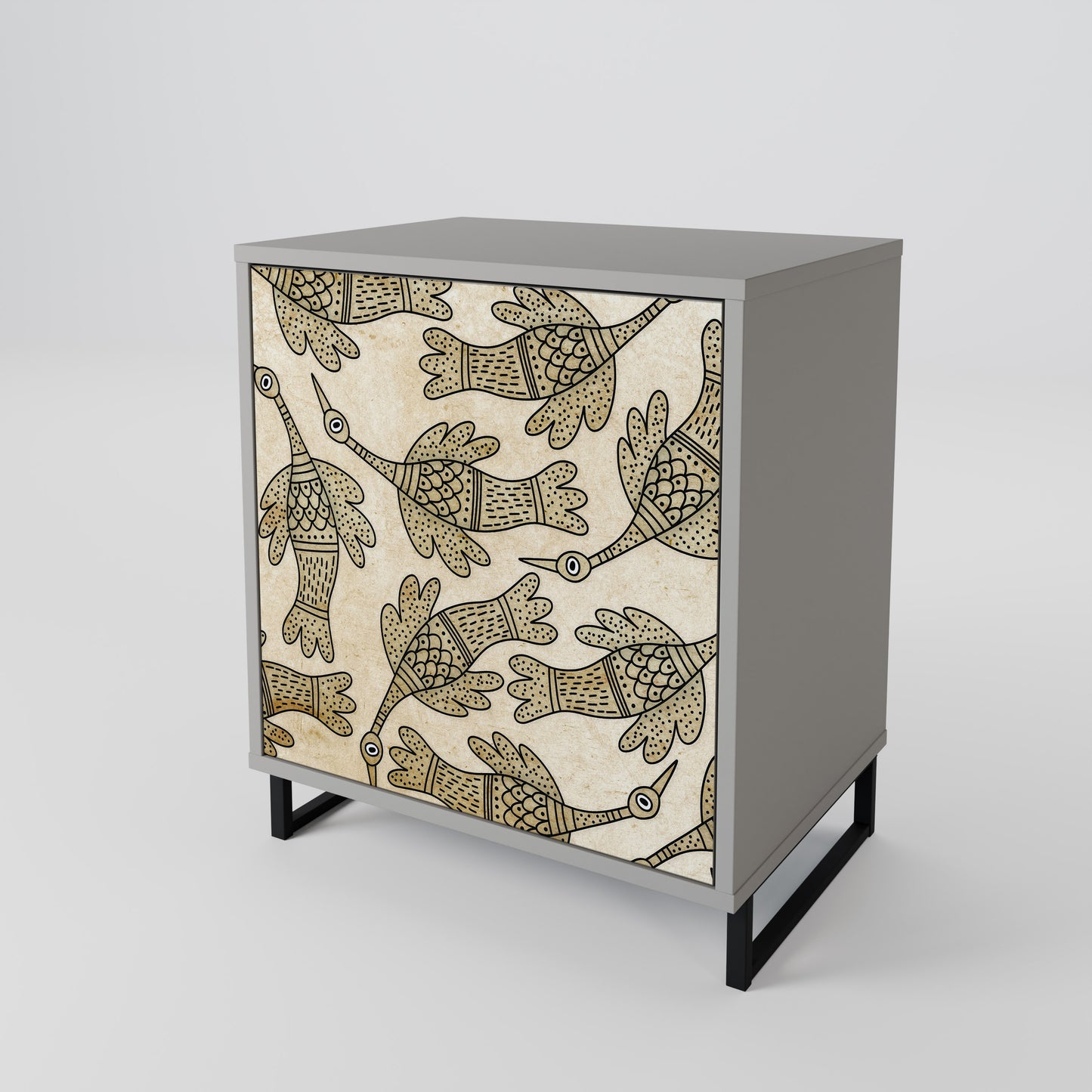 ALMONDINE SONGBIRD 1-Door Sideboard in Grey Finish