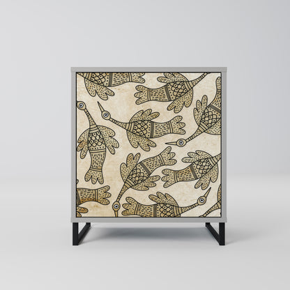 ALMONDINE SONGBIRD 1-Door Sideboard in Grey Finish