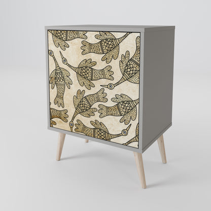 ALMONDINE SONGBIRD 1-Door Sideboard in Grey Finish