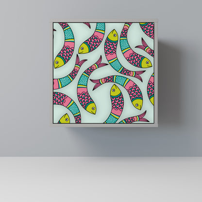 Credenza INDIAN FISH a 1 anta con finitura grigia