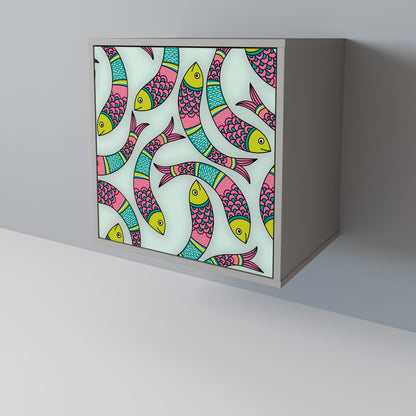 Credenza INDIAN FISH a 1 anta con finitura grigia