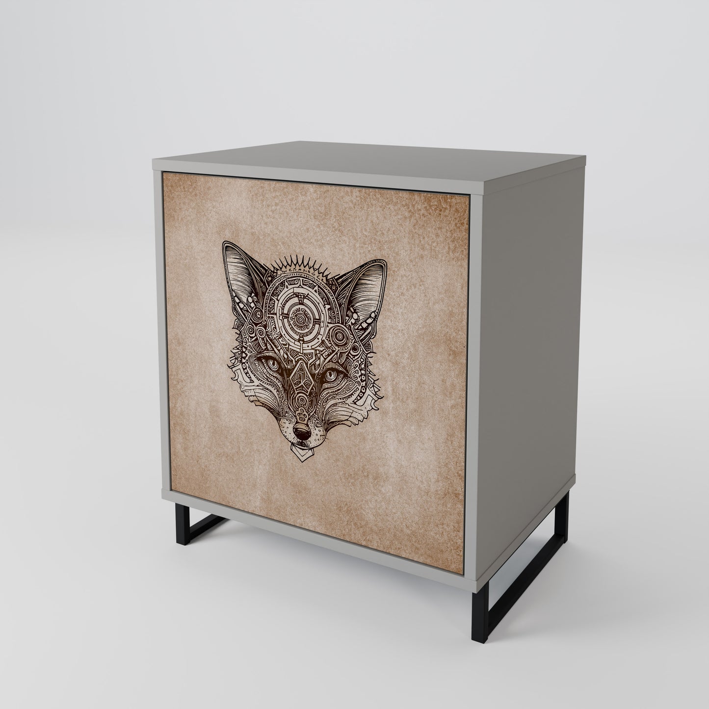 STEAMPUNK CLAN 1-Door Sideboard in Grey Finish