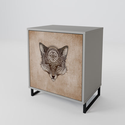 STEAMPUNK CLAN 1-Door Sideboard in Grey Finish