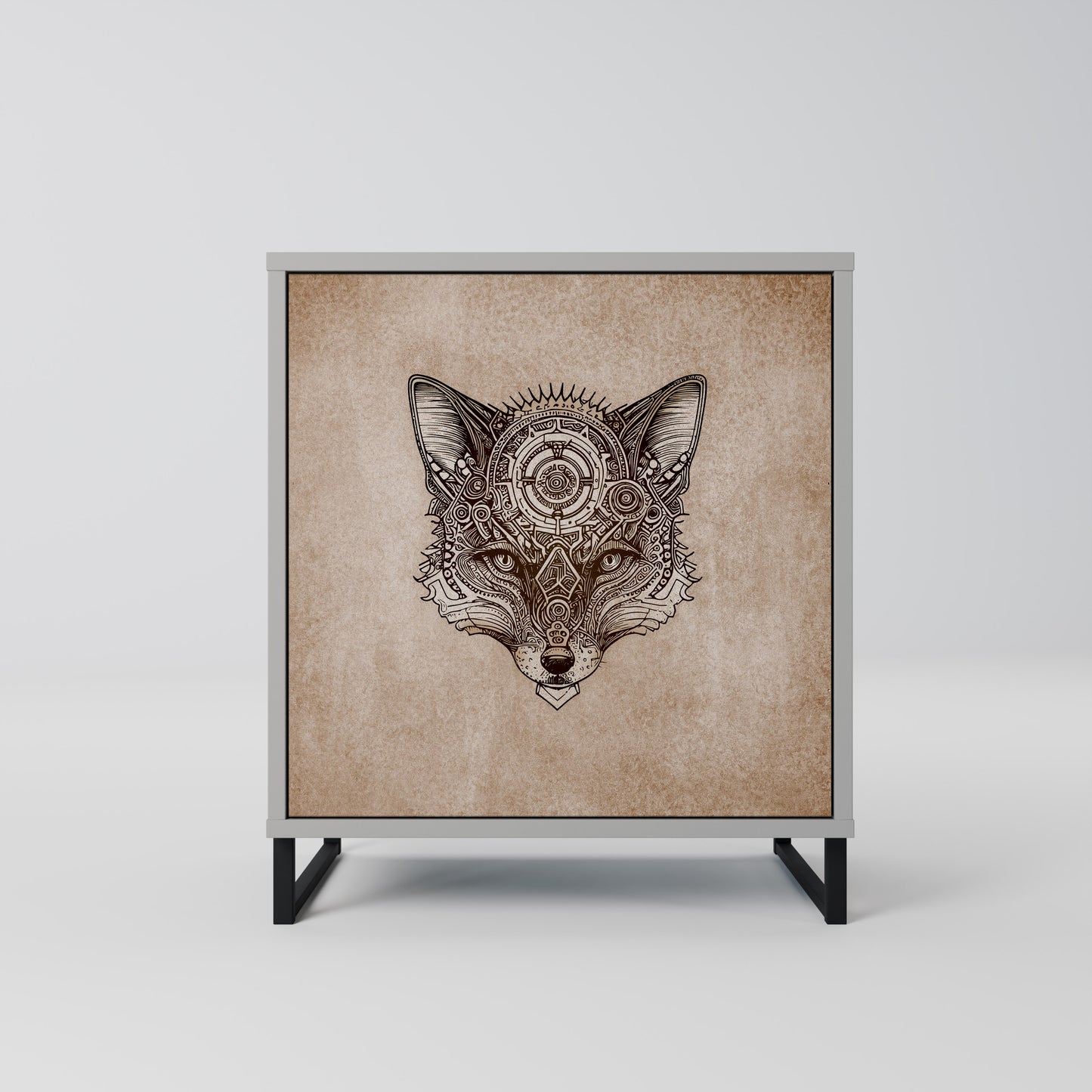 STEAMPUNK CLAN 1-Door Sideboard in Grey Finish