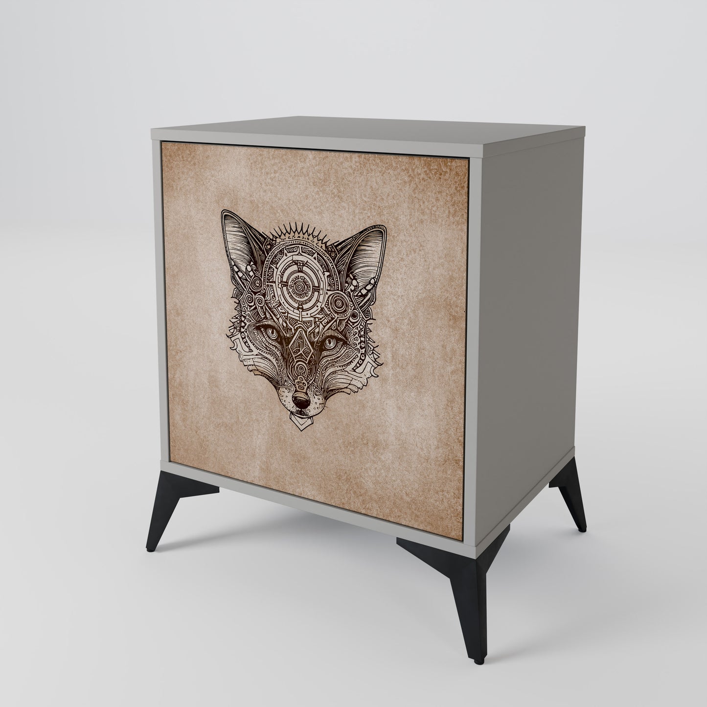 STEAMPUNK CLAN 1-Door Sideboard in Grey Finish