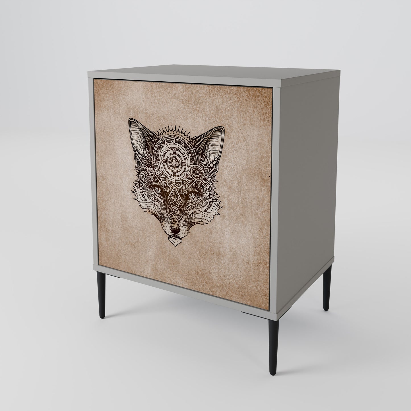 STEAMPUNK CLAN 1-Door Sideboard in Grey Finish