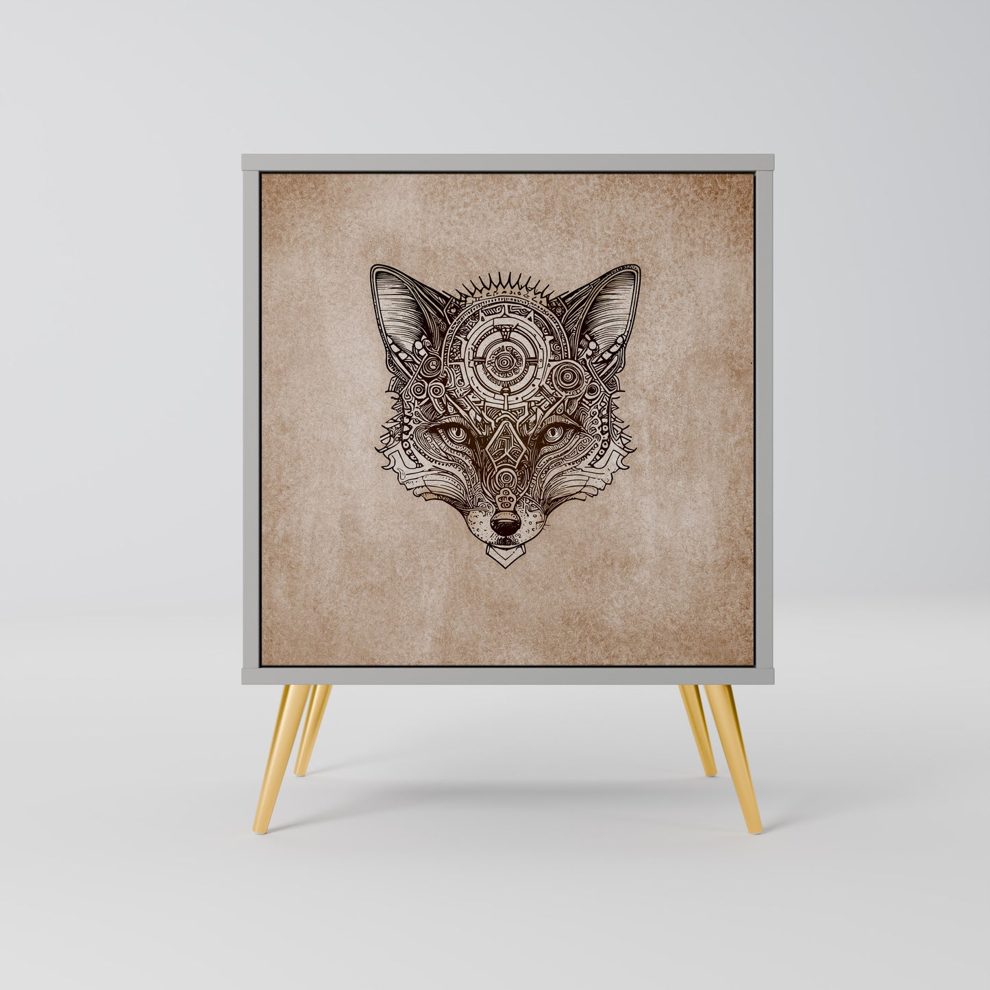 STEAMPUNK CLAN 1-Door Sideboard in Grey Finish