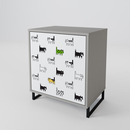 CATS COMPILATION Credenza a 1 anta con finitura grigia