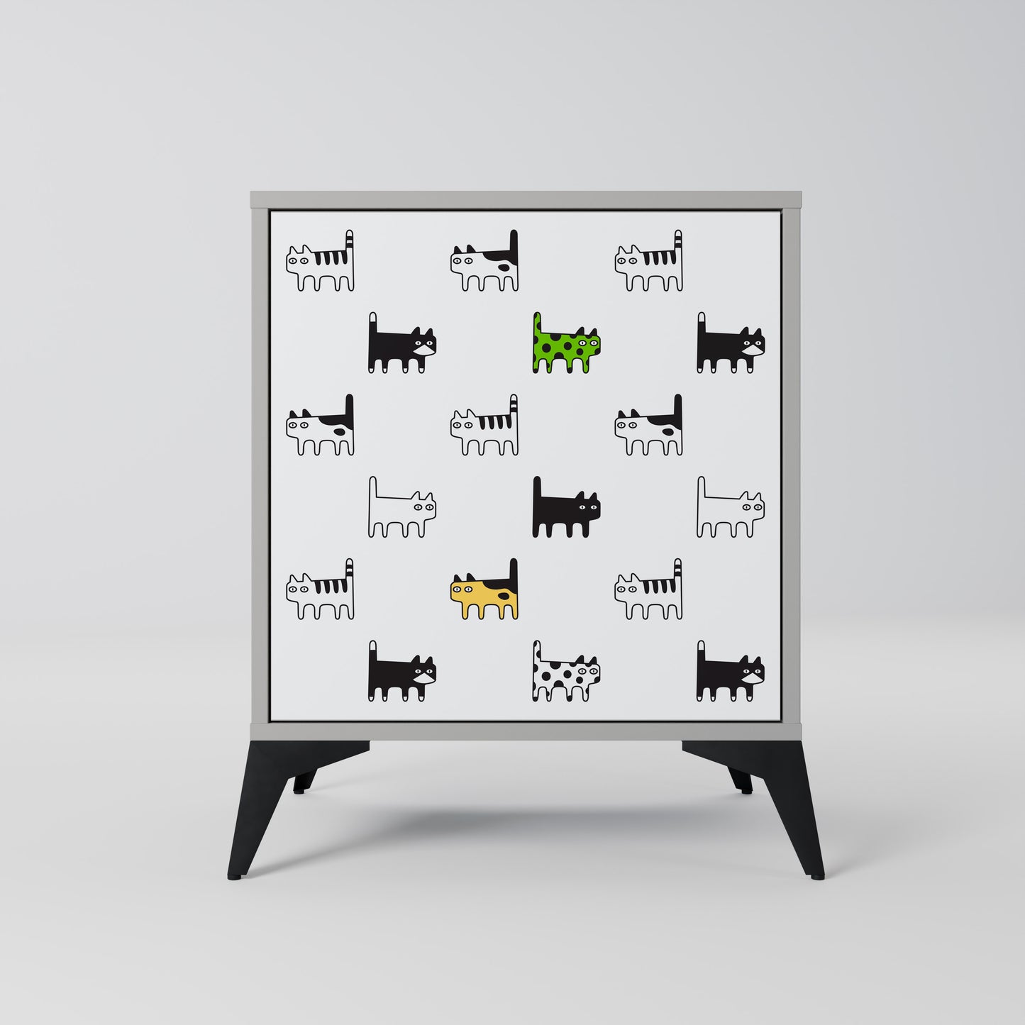 CATS COMPILATION Credenza a 1 anta con finitura grigia