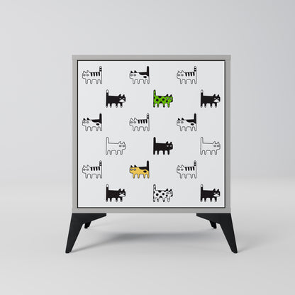 CATS COMPILATION Credenza a 1 anta con finitura grigia