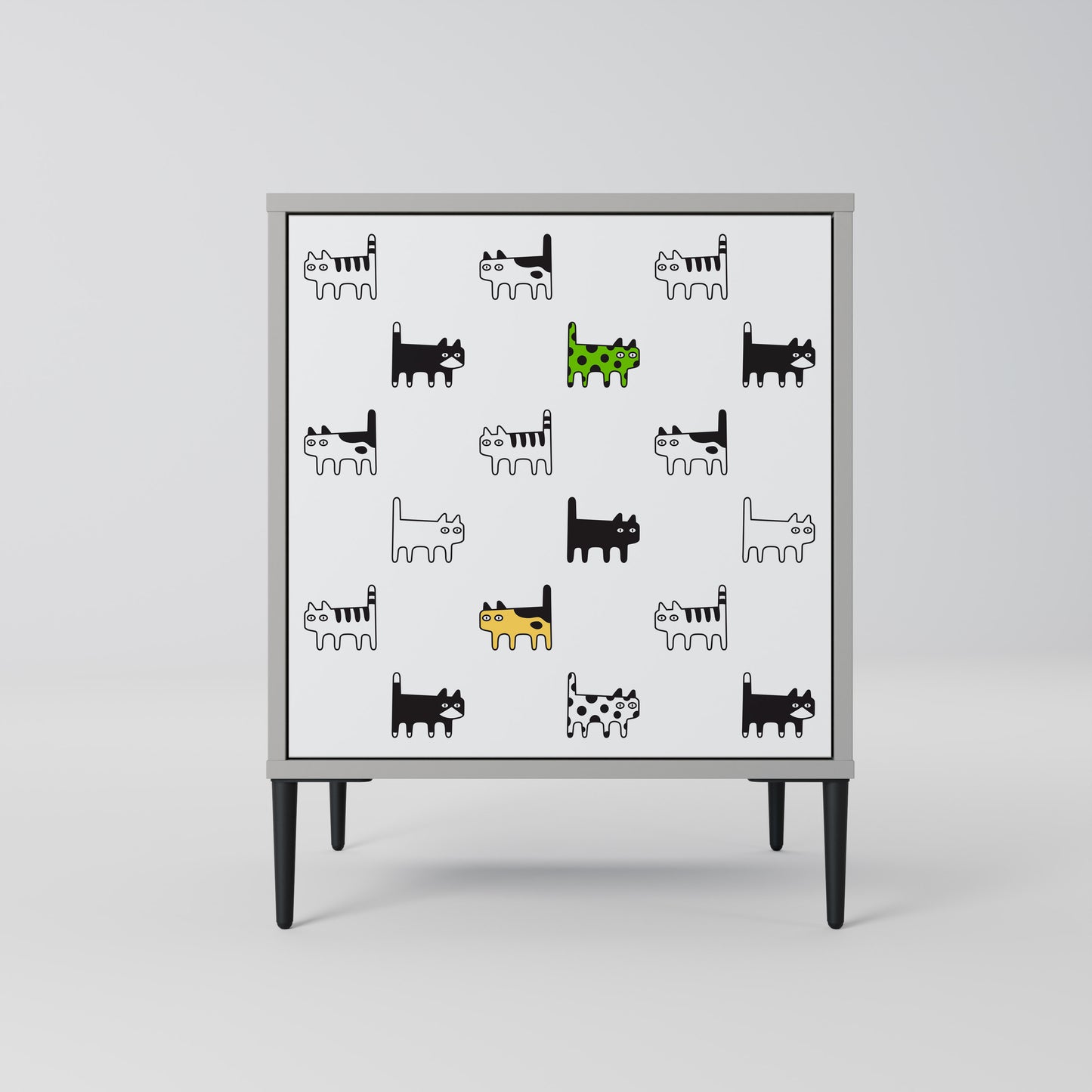 CATS COMPILATION Credenza a 1 anta con finitura grigia