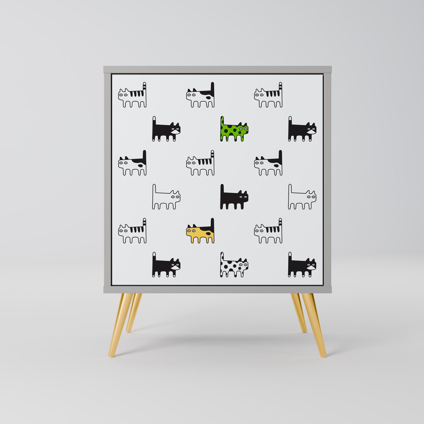 CATS COMPILATION Credenza a 1 anta con finitura grigia