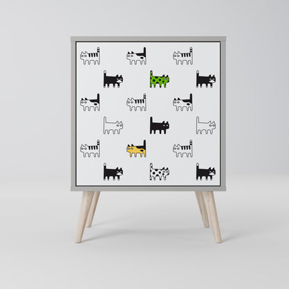 CATS COMPILATION Credenza a 1 anta con finitura grigia