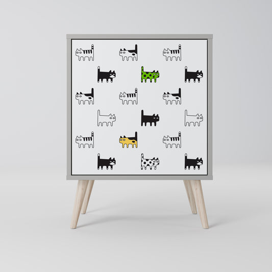 CATS COMPILATION Credenza a 1 anta con finitura grigia