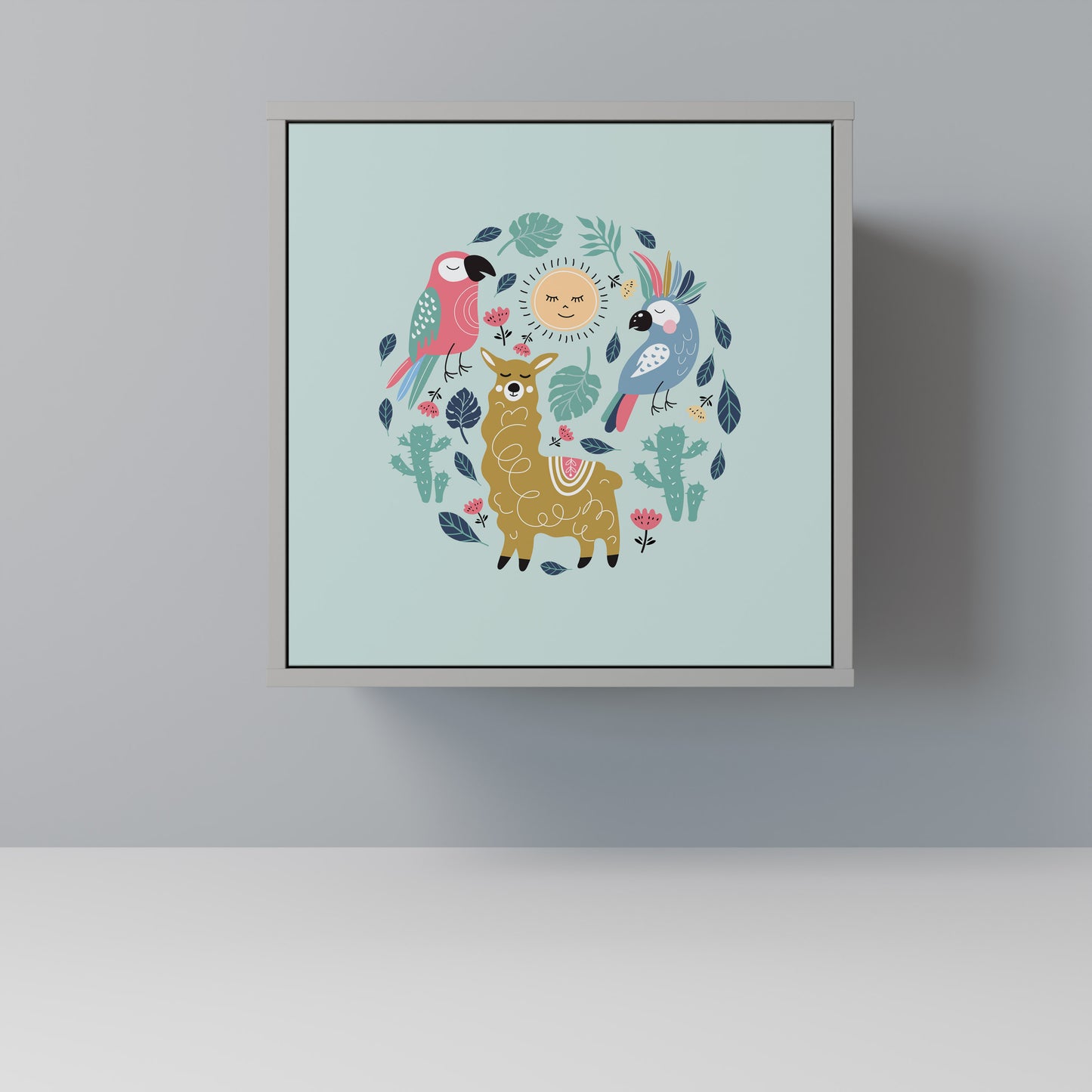 Credenza a 1 anta COLORFUL ALPACAS con finitura grigia