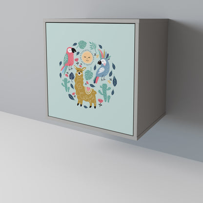 Credenza a 1 anta COLORFUL ALPACAS con finitura grigia