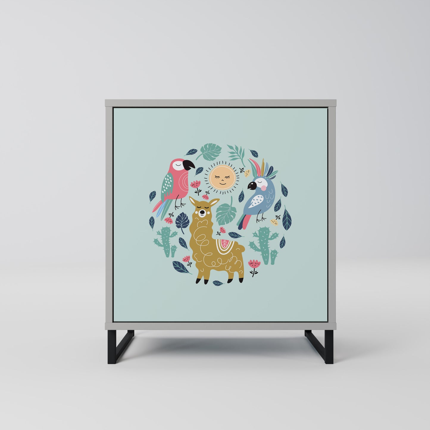 Credenza a 1 anta COLORFUL ALPACAS con finitura grigia