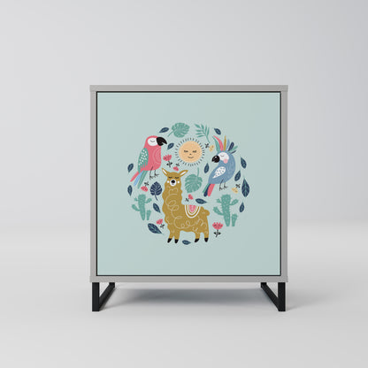 Credenza a 1 anta COLORFUL ALPACAS con finitura grigia