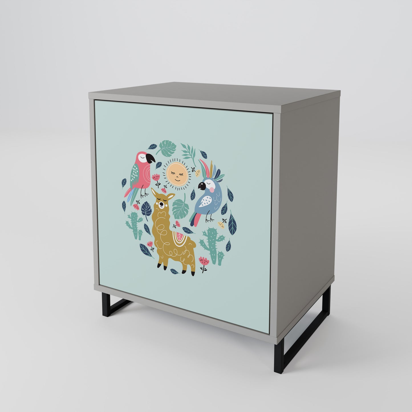 Credenza a 1 anta COLORFUL ALPACAS con finitura grigia