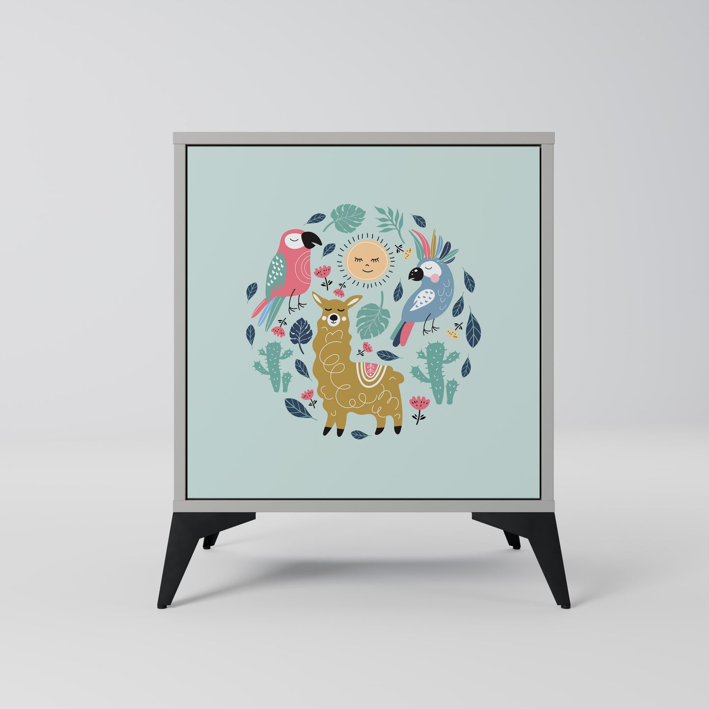 Credenza a 1 anta COLORFUL ALPACAS con finitura grigia