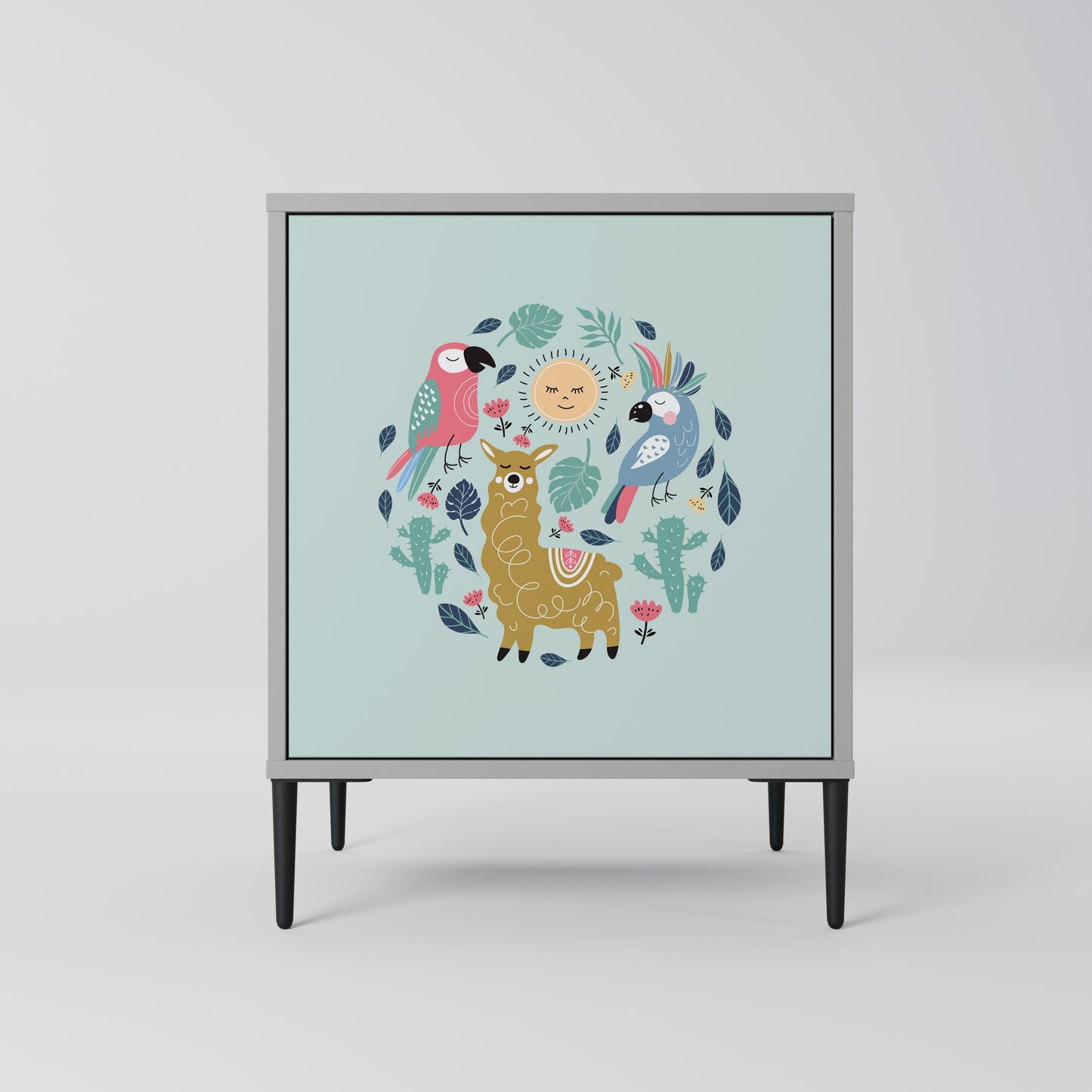 Credenza a 1 anta COLORFUL ALPACAS con finitura grigia