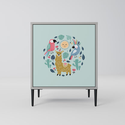 Credenza a 1 anta COLORFUL ALPACAS con finitura grigia