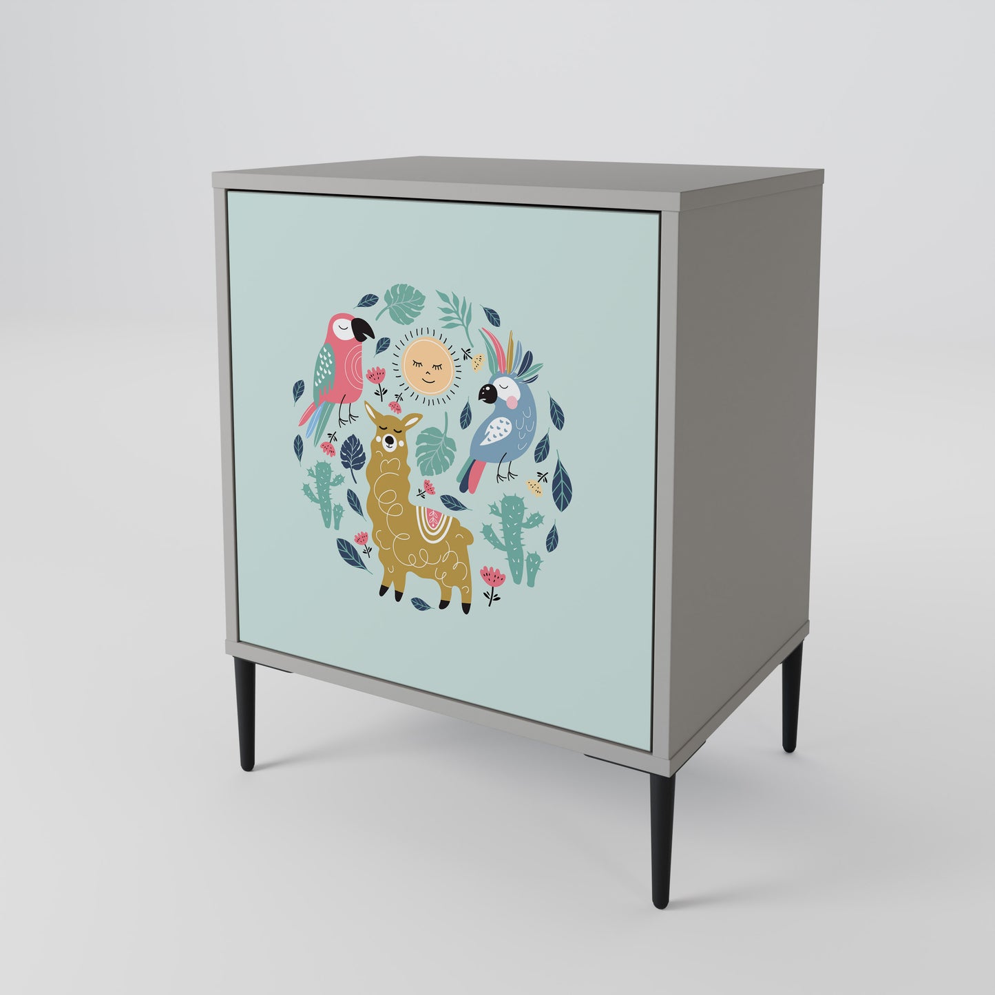 Credenza a 1 anta COLORFUL ALPACAS con finitura grigia