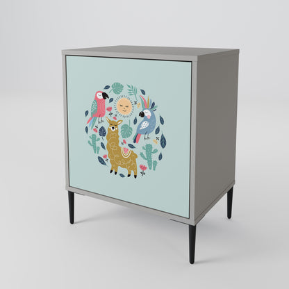 Credenza a 1 anta COLORFUL ALPACAS con finitura grigia