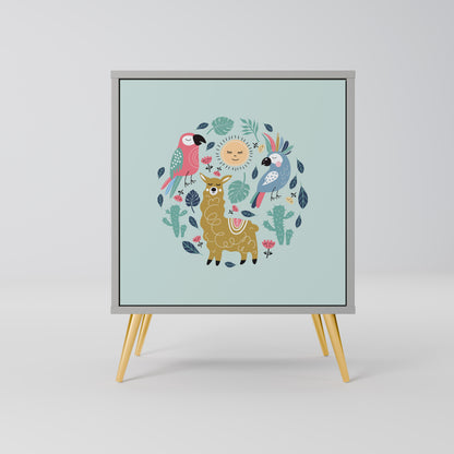 Credenza a 1 anta COLORFUL ALPACAS con finitura grigia