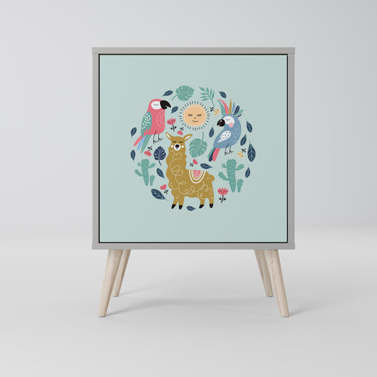 Credenza a 1 anta COLORFUL ALPACAS con finitura grigia