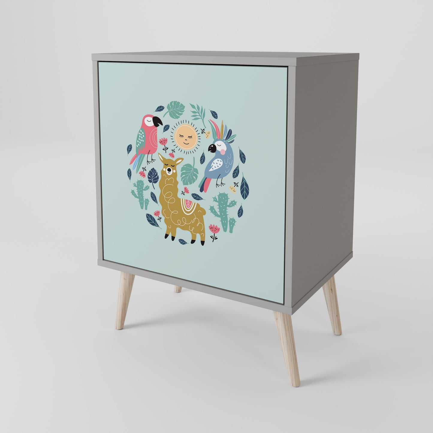 Credenza a 1 anta COLORFUL ALPACAS con finitura grigia