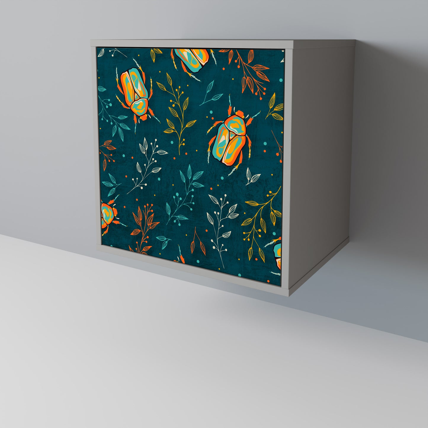 Credenza AUTUMN INSETTI a 1 anta con finitura grigia