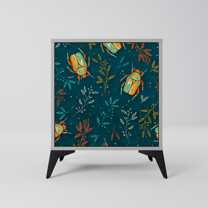 Credenza AUTUMN INSETTI a 1 anta con finitura grigia