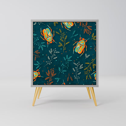 Credenza AUTUMN INSETTI a 1 anta con finitura grigia