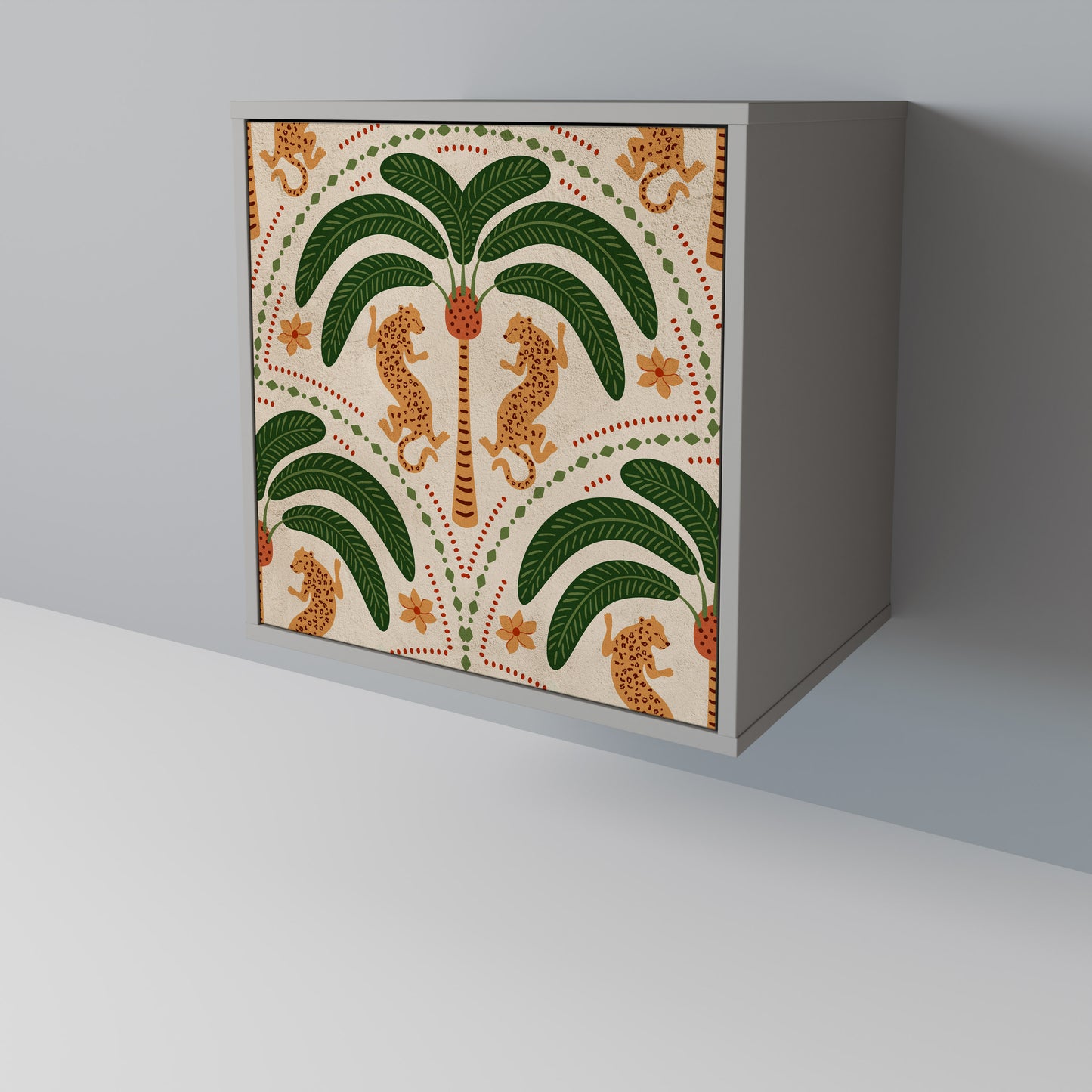 Credenza DANCING PREDATORS a 1 anta con finitura grigia