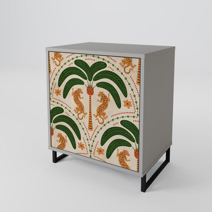 Credenza DANCING PREDATORS a 1 anta con finitura grigia