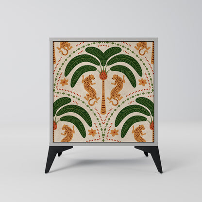 Credenza DANCING PREDATORS a 1 anta con finitura grigia