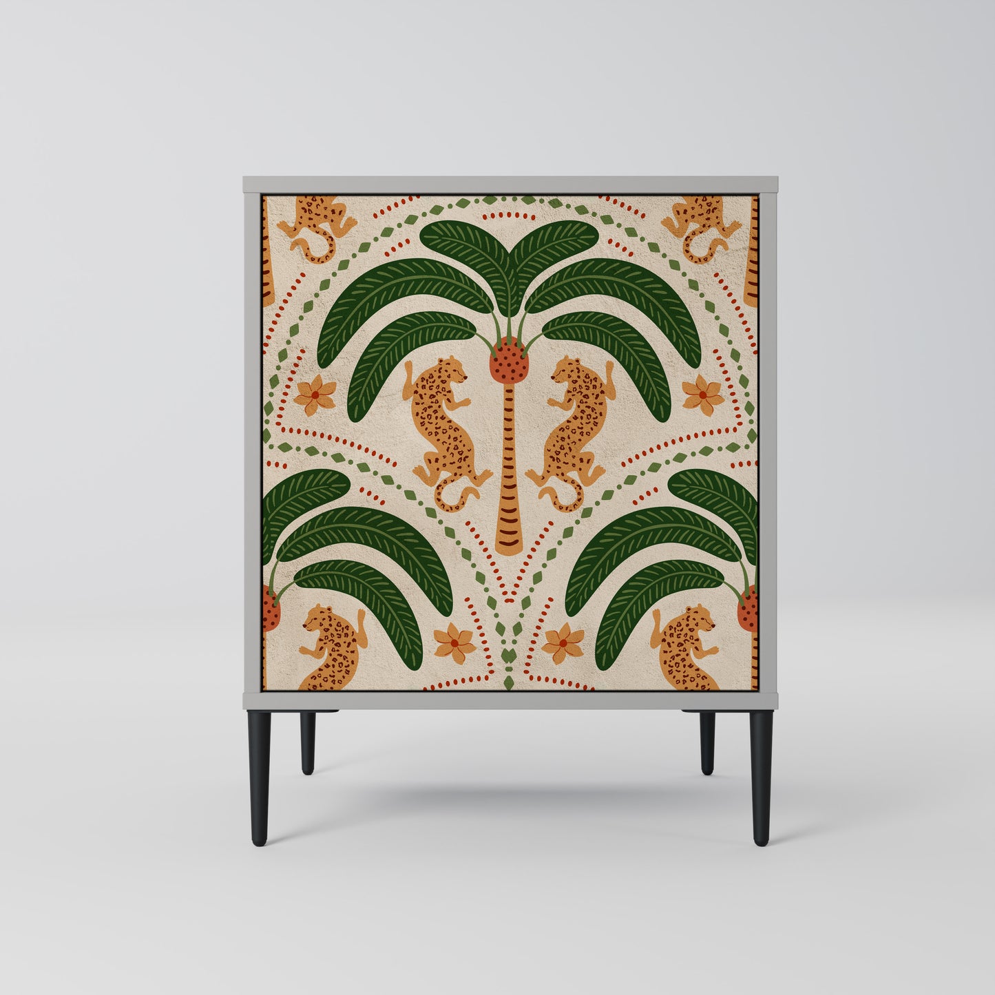 Credenza DANCING PREDATORS a 1 anta con finitura grigia