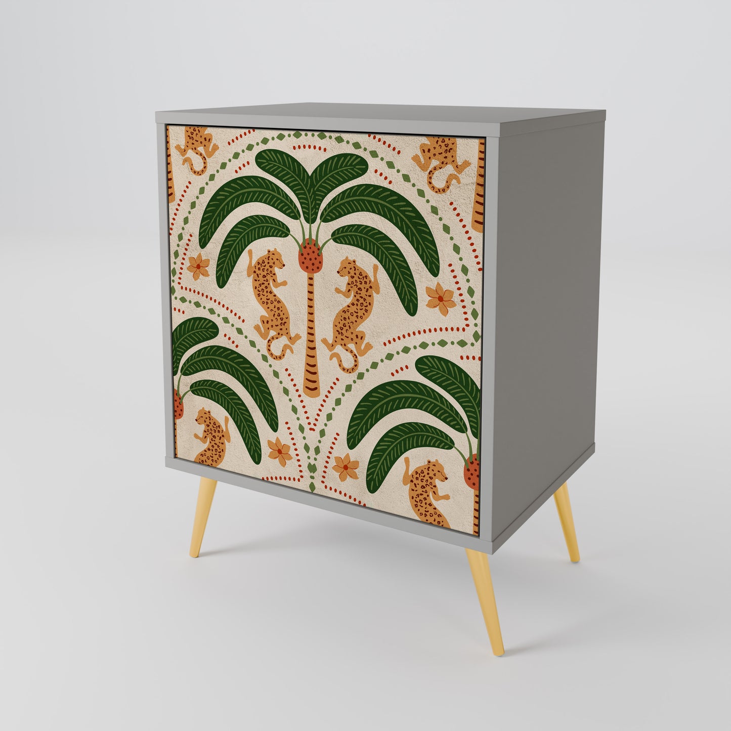 Credenza DANCING PREDATORS a 1 anta con finitura grigia