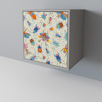 COLORFUL INSECTS 1-Door Sideboard in Grey Finish