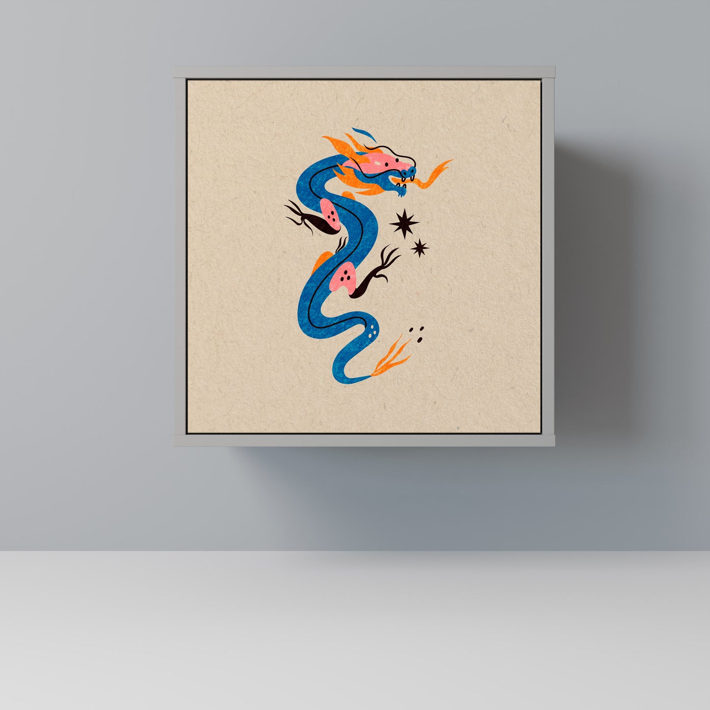 Credenza a 1 anta MYTHOLOGICAL CREATURES in finitura grigia