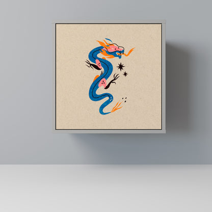 Credenza a 1 anta MYTHOLOGICAL CREATURES in finitura grigia