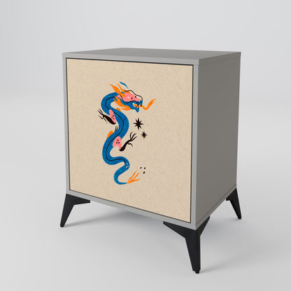 Credenza a 1 anta MYTHOLOGICAL CREATURES in finitura grigia
