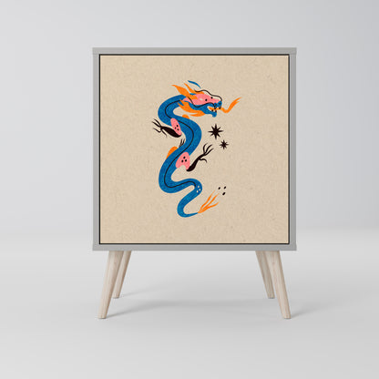 Credenza a 1 anta MYTHOLOGICAL CREATURES in finitura grigia