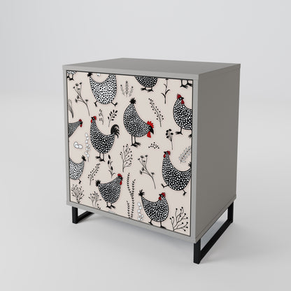 Credenza HAPPY HENS a 1 anta con finitura grigia