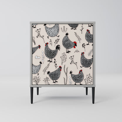 Credenza HAPPY HENS a 1 anta con finitura grigia