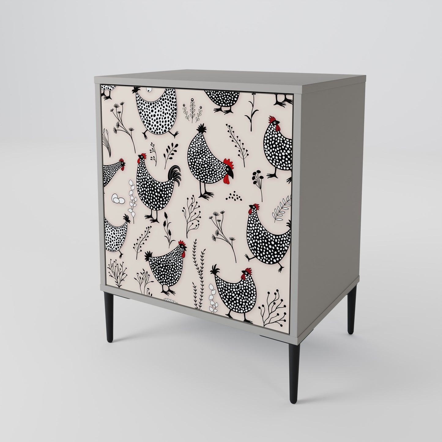 Credenza HAPPY HENS a 1 anta con finitura grigia