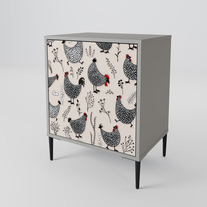 Credenza HAPPY HENS a 1 anta con finitura grigia