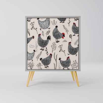 Credenza HAPPY HENS a 1 anta con finitura grigia